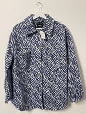 Image of Cotton On Shacket in Blue Zebra Print Sz UK M NEW!