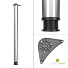 Image of Height Adjustable Breakfast Bar Worktop Desk Table Leg Support Chrome Black
