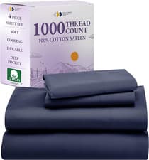 Image of Luxury 1000 Thread Count King Sheet Set - Best in Architectural Digest, Navy Blu
