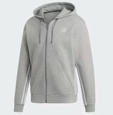 Image of ADIDAS Men's Grey Must Haves 3-Stripes Full Zip Hoodie Size XS RRP £50