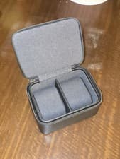 Image of Stackers Zipped Double Watch Box, Black Pebbled Faux Leather
