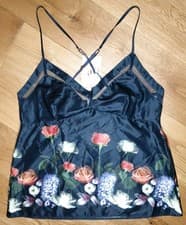 Image of Ladies Ted Baker New With Tags UK 10 Blue Kensington Floral Satin Cami Vest Top