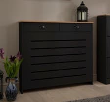 Image of Radiator Cover Cabinet Modern Drawer Storage MDF Horizontal Cream Grey Black