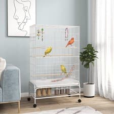 Image of PawHut Bird Cage, with Stand, Wheels, Toys, for Budgies, Finches, Parakeets