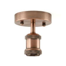 Image of Ceiling Rose Light Fitting Vintage Industrial Flush Mount Lamp Bulb E27 Holder