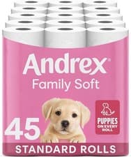 Image of Andrex Family Soft Toilet Rolls 45 Pack 2 Ply Fragrance Free Bulk FSC Certified