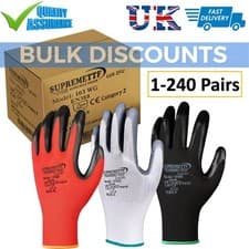 Image of PREMIUM NITRILE COATED WORK GLOVES MENS CONSTRUCTIONS BUILDERS GARDENING GRIP