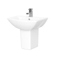 Image of Nuie Asselby 500mm Semi Pedestal Basin 1 Tap Hole Wall Mounted Bathroom Sink