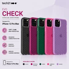 Image of Tech21 (iPhone 12 Pro Max) Evo Check Case, Slim Shockproof, 12ft Drop Test Cover