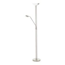 Image of Floor Lamp Light Satin Nickel Shade White Satined Glass Bulb LED 20W 2.5W 2.5W