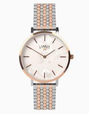 Image of Limit mm Womens Round Silver Analogue Watch with Two Tone Bracelet RRP 39.99