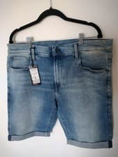 Image of G-Star Raw 3301 Slim Light Indigo Denim Shorts - Size 38W - New With Tags.