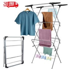 Image of 3 Tier Drying Rack Clothes Airer Foldable Laundry Rack Washing Drying Horse 15M.