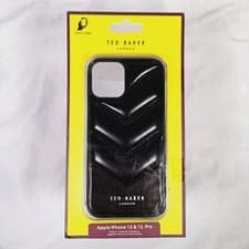 Image of TED BAKER Mobile Phone Case Black Padded Chevron iPhone 12 & 12 Pro Brand New
