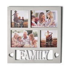 Image of Family Collage Photo Frame, 4 photos, 6x4 and 4x4, Grey and White, hearts