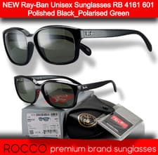 Image of NEW Ray-Ban Unisex Sunglasses RB 4161 601/58 Polished Black_Polarised Green