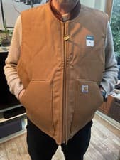 Image of Carhartt Duck Quilt Lined Canvas Work Vest Brwn XL NEW