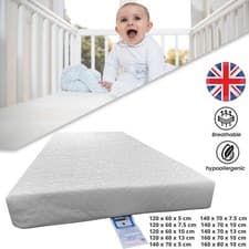 Image of BABY COT BED TODDLER QUILTED MATTRESS WATERPROOF BREATHABLE COMFORT BABY SLEEP
