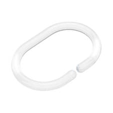 Image of 12 x White Plastic Shower Curtain Rail Rings / Hooks Bathroom Strong Pole Rail