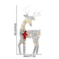 Image of 4ft Lighted Christmas Reindeer Outdoor Decorations W/ 90 LED for Xmas Home Decor