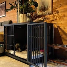 Image of Heavy Thicken Tube Metal Dog Crate Table Enhanced Pet Cage Kennel Furniture Pan