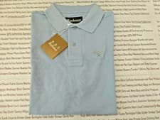 Image of BARBOUR Polo Shirt Mens Sky Blue UK Size M Pique Cotton Sport Top BNWT