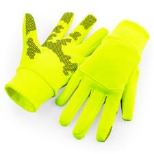 Image of New Beechfield Soft Shell Sports tech Gloves. Fluro Yellow. 2 Sizes. B4920.
