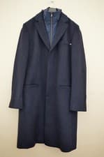Image of New M&S Collcetion Wool Blend Navy Removable Collar Over Coat Sz M Chest 38-40"