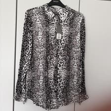 Image of Brand New Women’s Mint Velvet Black/white Leopard Print Blouse Size 12 With Tags