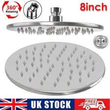 Image of 8'' Fixed Shower Head Round Swivel Ball High Pressure Overhead Rainfall Chrome