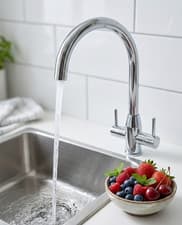 Image of Modern Mono Kitchen Sink Mixer Tap Chrome Twin Lever Swivel Spout Faucet