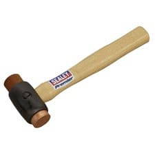 Image of Sealey Premier Copper/Rawhide Faced Hammer with Hickory Shaft 1.5lb CRF15