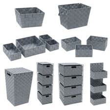 Image of JVL Vichy Nylon Storage Basket Collection Ideal for Home Office or University