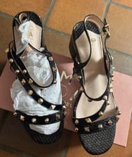 Image of Moda In Pelle Roselle Black Snake Print Sandals size 4 NEW & BOX