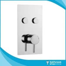Image of Twin Round Push Button Concealed Thermostatic Valve -Chrome- 2 Outlet Shower Mix