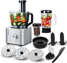 Image of Multifunction Food Processor 1100W Blender Mixer 11-in-1 Chopper 3.2L Large Bow