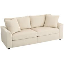 Image of HOMCOM 212 cm Upholstered Jumbo Cord Sofa Couch with Spring Cushion, Cream