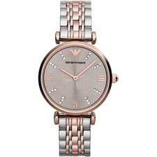 Image of NEW EMPORIO ARMANI WOMENS WATCH GENUINE GIANNI TBAR AR1840 TWO TONE & BEIGE DIAL