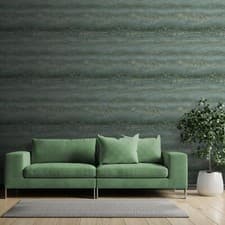 Image of Jade Green Semper Ombre Marble Metallic Gold Horizontal Stripes Muiva Wallpaper