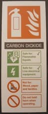 Image of Fire Extinguisher Sign - CO2 (Carbon Dioxide) - 1mm rigid plastic 200mm x 80mm