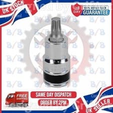 Image of T45 TORX STAR SOCKET BIT 1/2" SQUARE DRIVE CRV CHROME VANADIUM STEEL TRX TX45