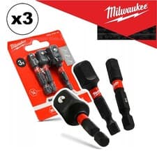 Image of Milwaukee Socket Adapter Set x3 Shockwave 1/4" 3/8" 1/2" SQ Square Impact Duty