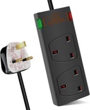 Image of ExtraStar 2 Way Surge Protected British Approved 13A Power Mains Extension Lead