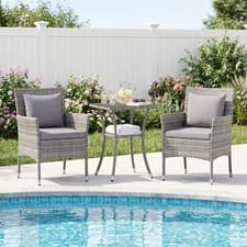Image of Patio Bistro Set 3 Piece Wicker Conversation Furniture