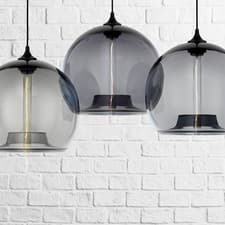 Image of Modern Vintage Pendant Light – Smokey Grey Glass Dome Ceiling Shade with E27Bulb