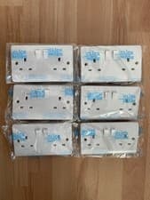 Image of Click Mode x 6 pcs 13A Double Switched Socket 2 Gang Double Pole Curved Edge