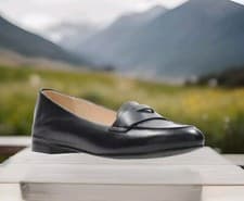 Image of New Clarks UK 4 / EU 37 Filose Ice Black Leather Flat Slip On Loafer Shoes