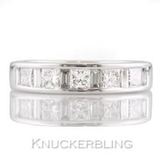 Image of Diamond Half Eternity Ring 1.10ct FVS Princess & Baguette Cut in 18ct White Gold