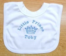 Image of Little Princess Prince Personalised Baby Bib Embroidered Gift, Baby Shower