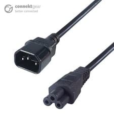 Image of connektgear 15cm Mains Power Adapter C14 Plug to C5 Cloverleaf Socket
